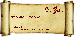 Vranka Zsanna névjegykártya
